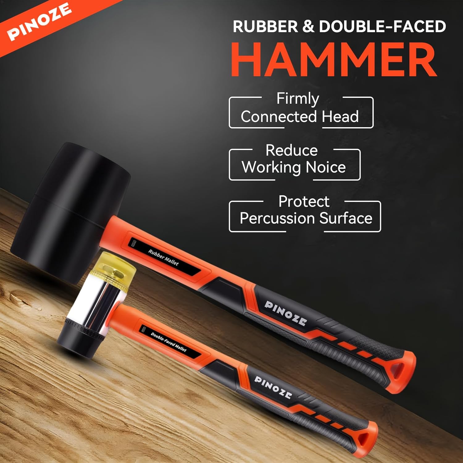Pinoze 6-Piece Hammer Mallet Set with Fiberglass Handle Forge Steel Head - Image 4