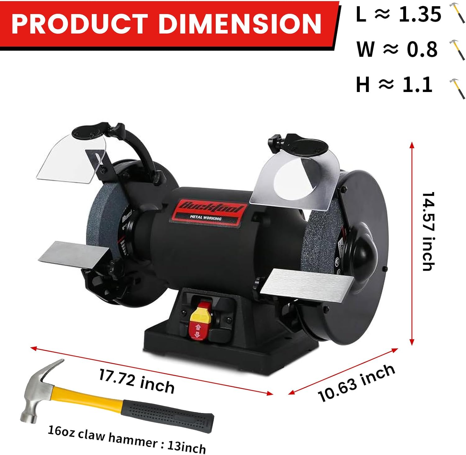 BuckTool 1.0 HP 8 Inch High Speed Bench Grinder - Image 4