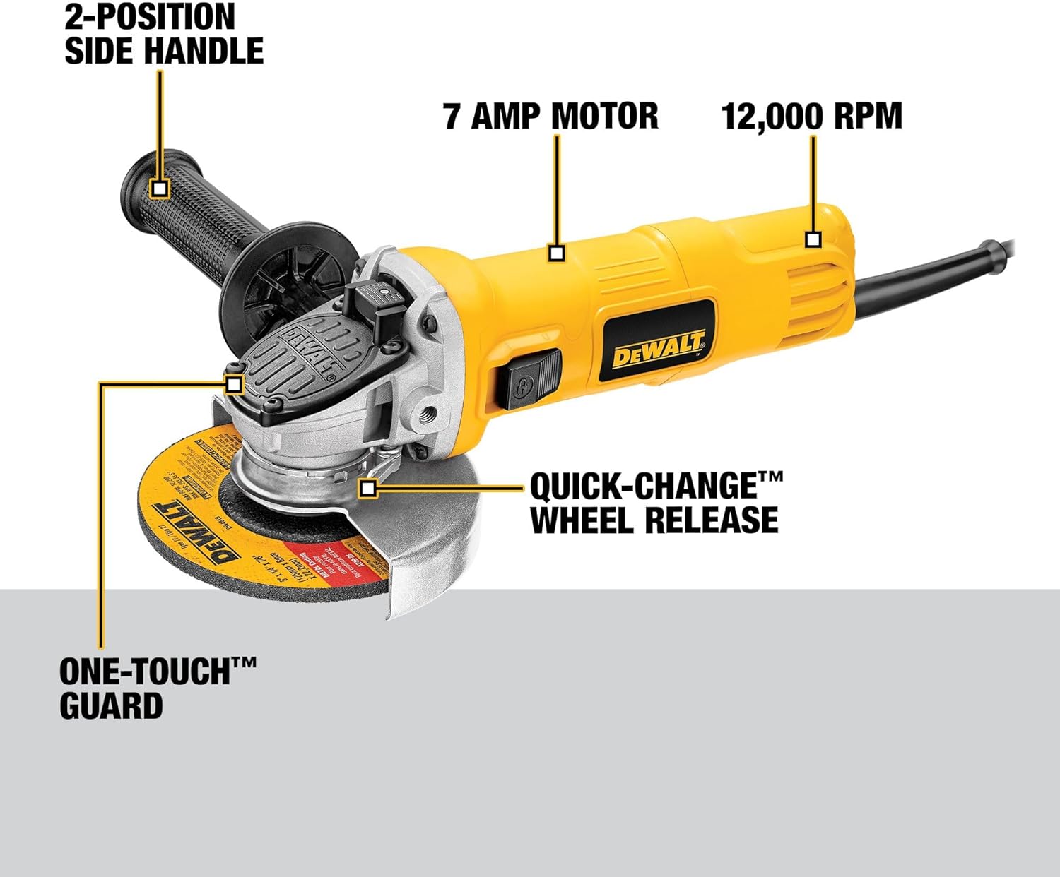 DEWALT Angle Grinder, One-Touch Guard, 4-1/2 -Inch - Image 3