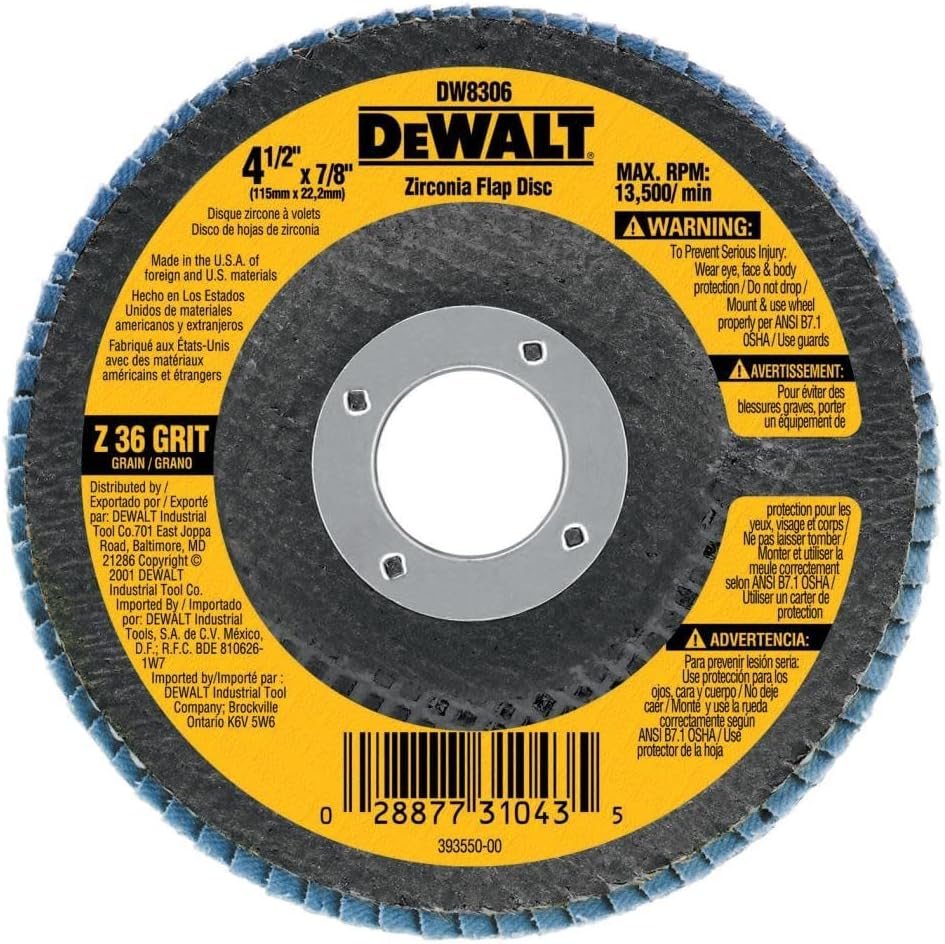 DEWALT DW8312 4-1/2-Inch by 5/8-Inch-11 60 Grit Zirconia Angle Grinder - Image 3
