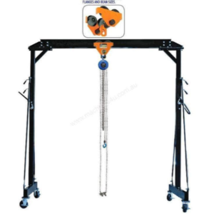 Grip 18140BD 950kg Adjustable Wheeled Gantry with Chain Block & Push Girder Trolley Kit