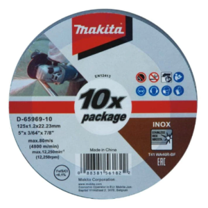 Makita D-65969-10 10 Piece 125mm (5″) x 1.2mm INOX Stainless Steel Thin Cut-Off Wheel